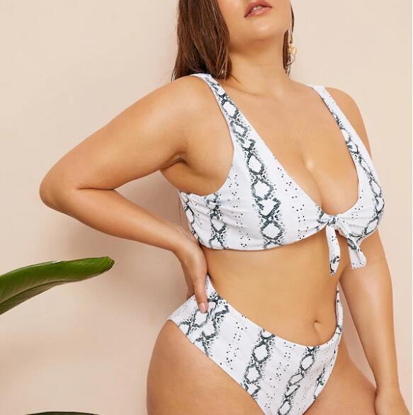 Translation missing: en.Sexy plus size knotted high waist ladies swimwear