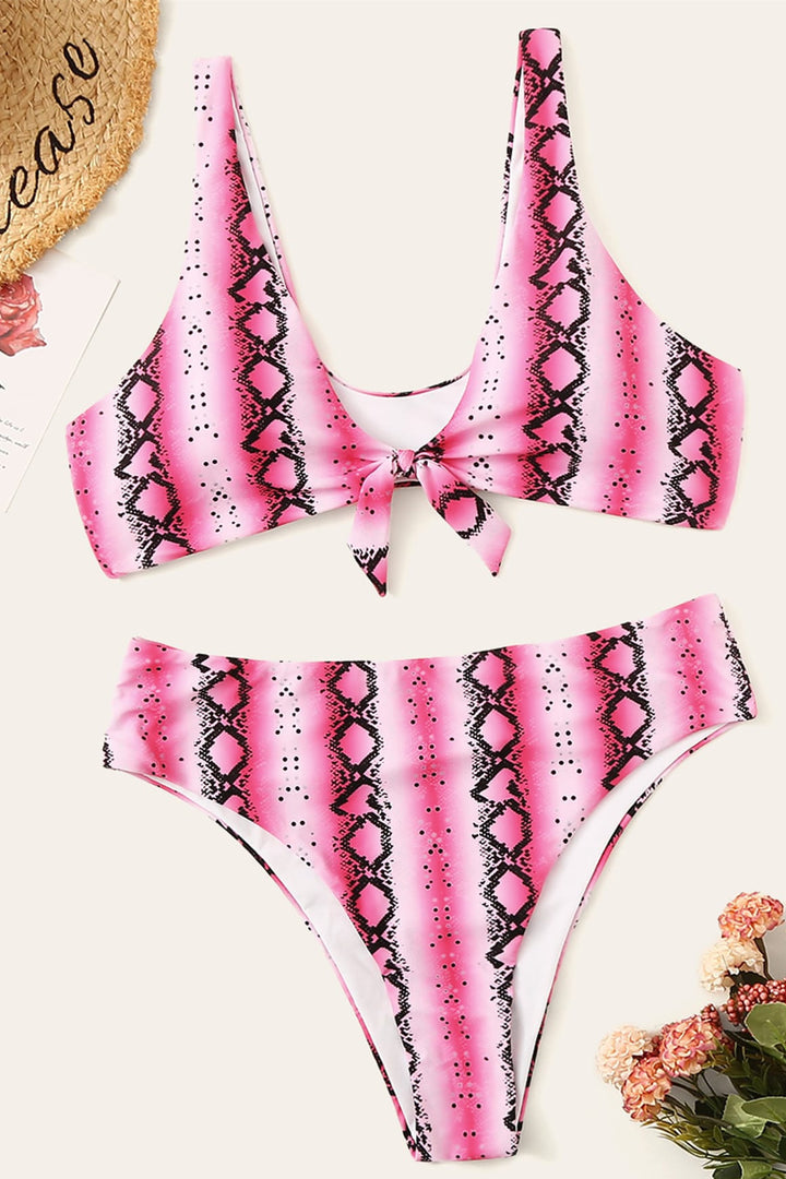 Translation missing: en.Sexy plus size knotted high waist ladies swimwear