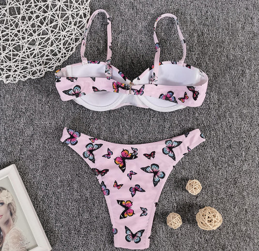 Translation missing: en.Bikini Sexy Butterfly Print Bikini High Quality Hard Bag Swimsuit Women