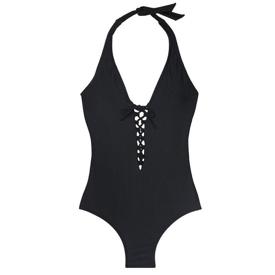 Translation missing: en.Beautiful Sexy Strappy Solid Color Plus Size One-piece Bikini Swimsuit
