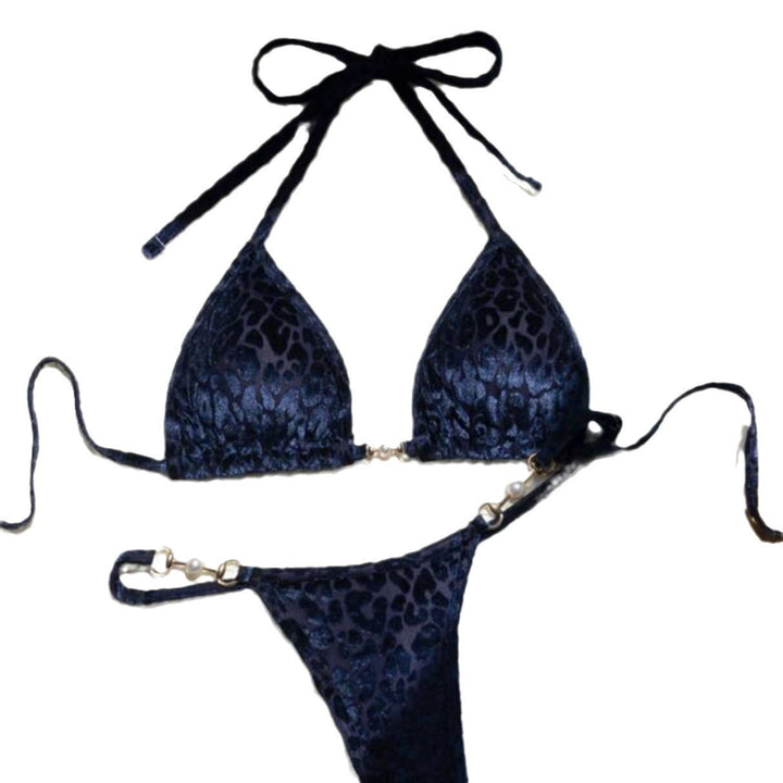 Translation missing: en.T-shaped Pearl Leopard Special Fabric Swimwear Swimsuit Bikini