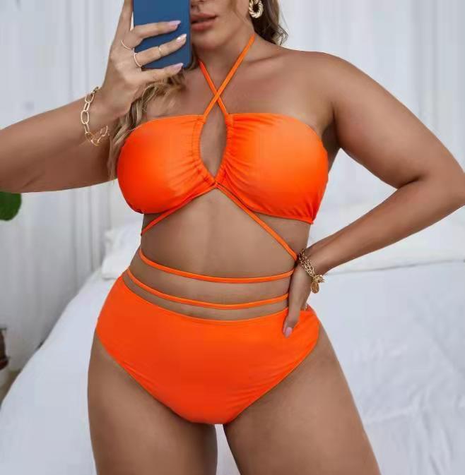 Translation missing: en.Plus Size Solid Color Split Ladies Bikini Set