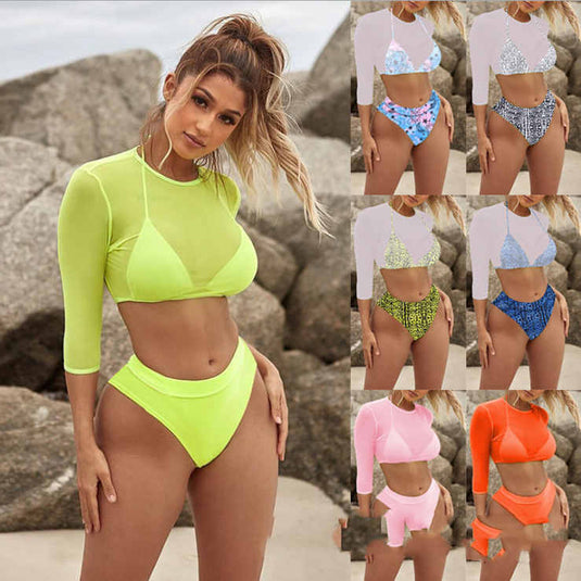 Translation missing: en.New Swimsuit Sexy Bikini High Waist Three-piece Set