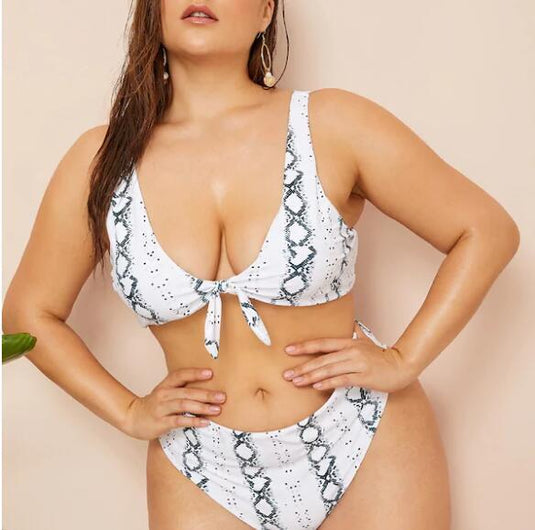 Translation missing: en.Sexy plus size knotted high waist ladies swimwear