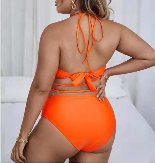 Translation missing: en.Plus Size Solid Color Split Ladies Bikini Set